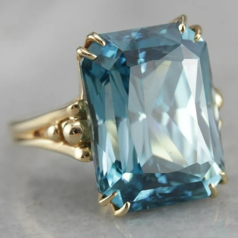 Vintage Boho Zirconia Statement Ring Golden Tone Metal